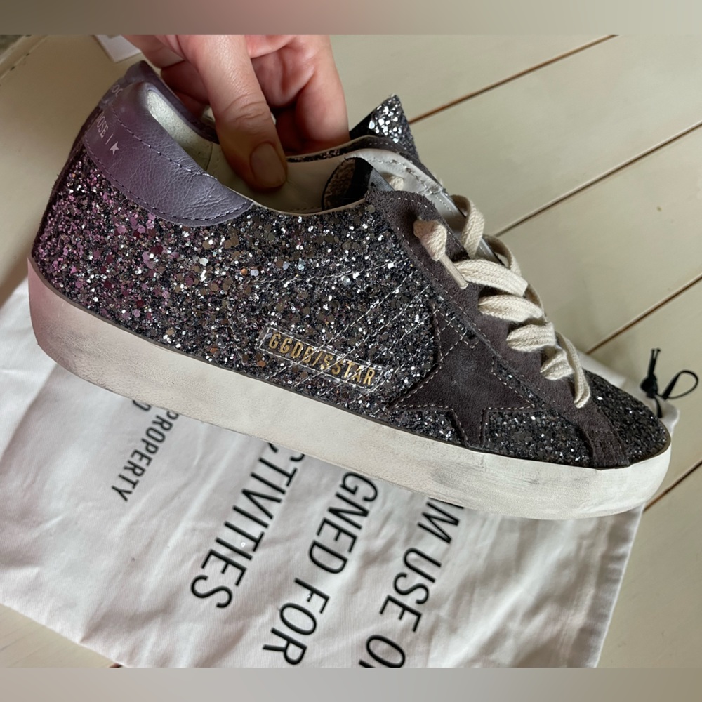 Golden Goose Super Star Low Top Sneaker - Glitter Sparkle - Size 8 - Brand New - Picture 4 of 16